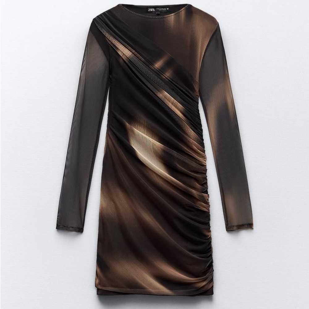 NWT Zara printed mesh mini dress